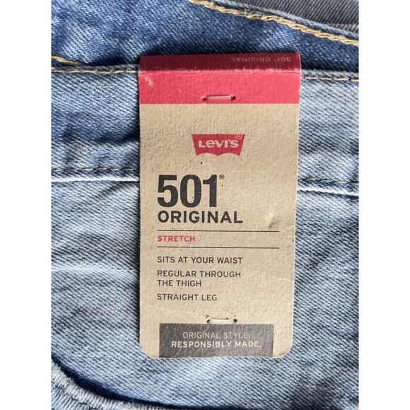 Levi’s 501 Original Fit Men’s Buttonfly Straight Leg Blue Jeans W38 L34 - Picture 7 of 16